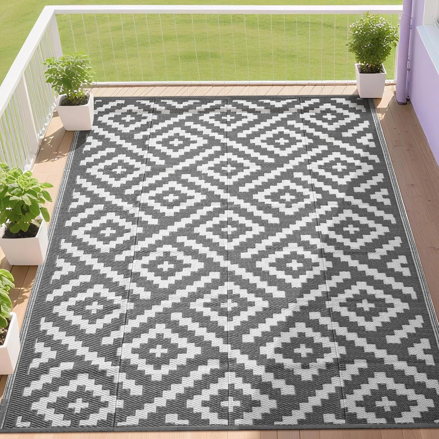 Special RURALITY Outdoor Rugs 8"x10" Waterproof for Patios Clearance, Plastic Straw Mats for RV - Image 4