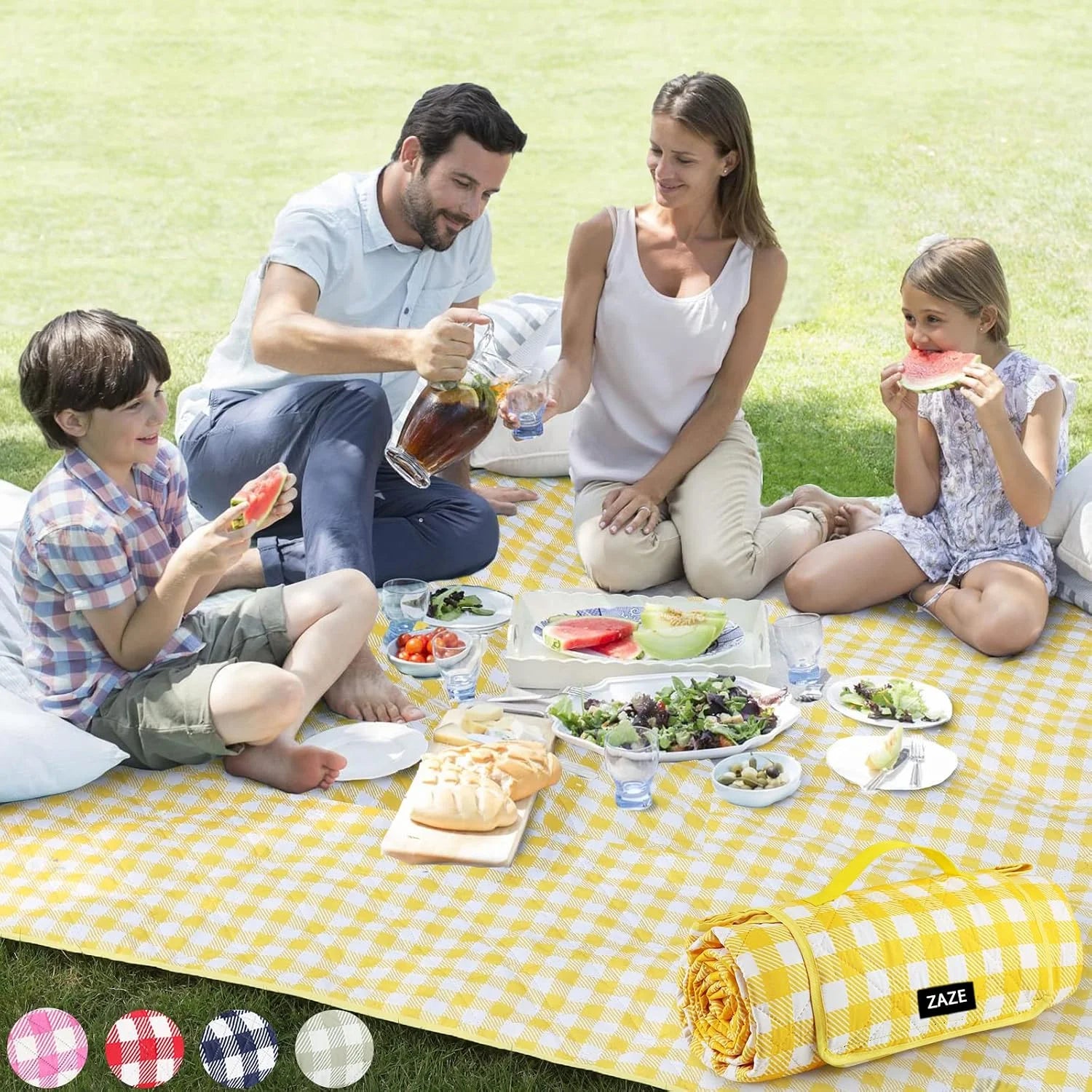 Special Extra Large Picnic Outdoor Blanket, 80鈥漻80" Waterproof Foldable Blankets Gingham Picnic Mat for Beach