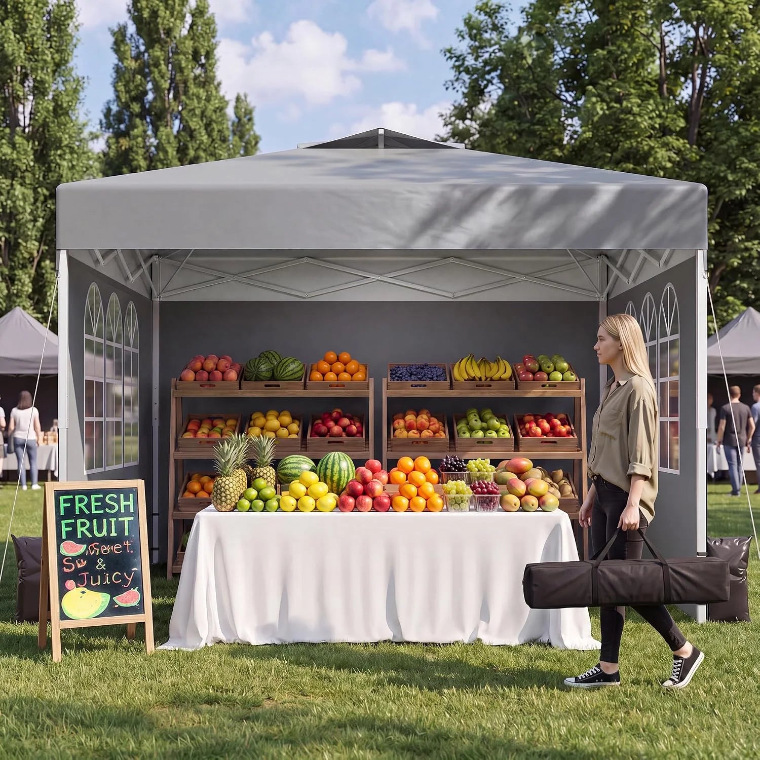 Special Ponevora 10x10 One Push Pop Up Canopy Tent with Vented Roof, White