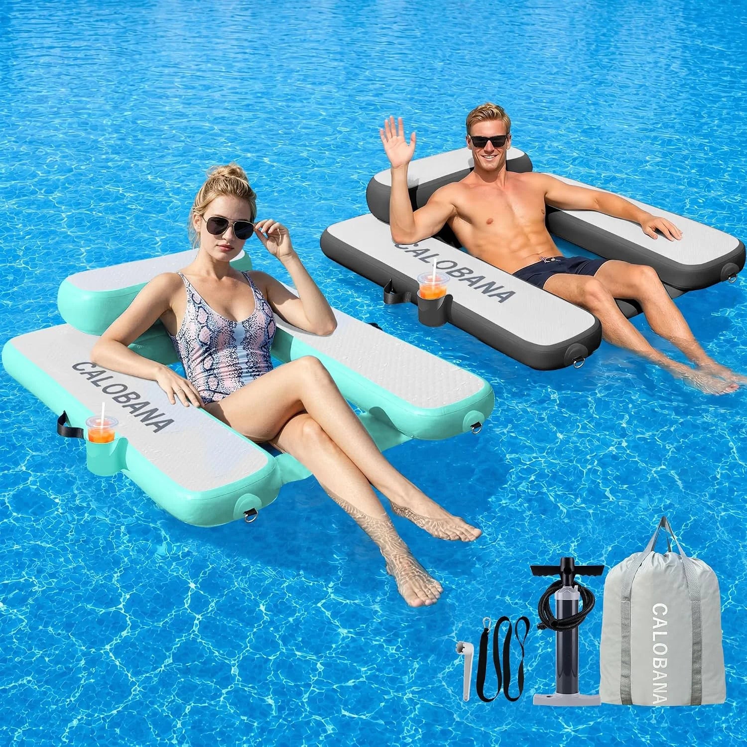 Special CALOBANA Inflatable Floating Chair, Heavy Duty Pool Floats Adult Lounger with Cup Holder - Image 4