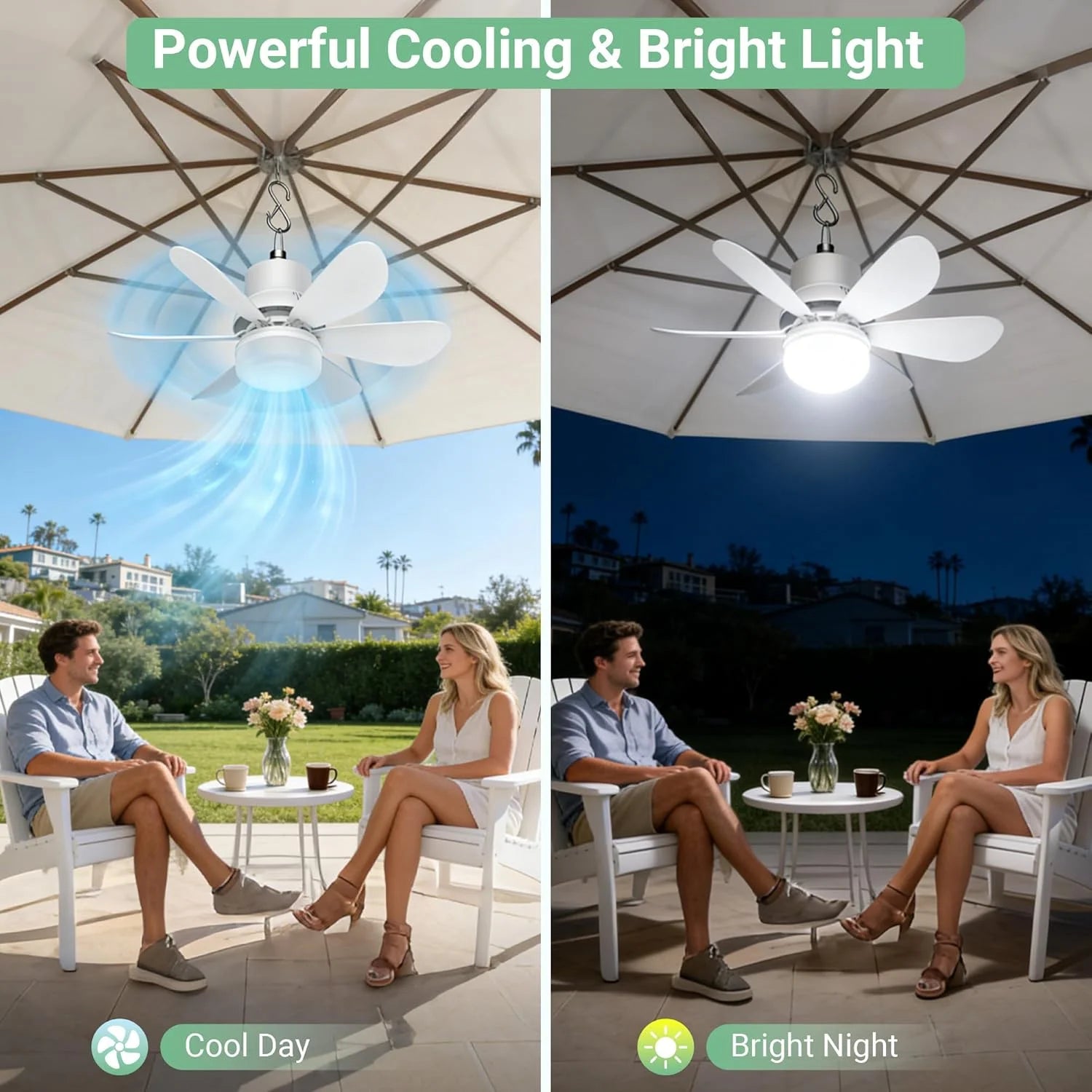 Special Fan for Gazebo with Light, 18000mAh Rechargeable Solar Powered Patio Ceiling Fan with Remote - Image 4