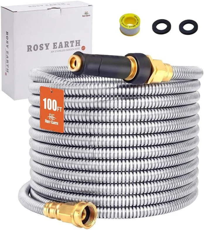 Special Rosy Earth Stainless Steel Garden Hose 100 FT, Heavy Duty Expandable Water Hose - Image 8