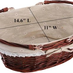 Alternative view of Special Basket with Handle, Picnic Baskets with Liner, Empty Gift Gardening Baskets for Harvesting, Willow