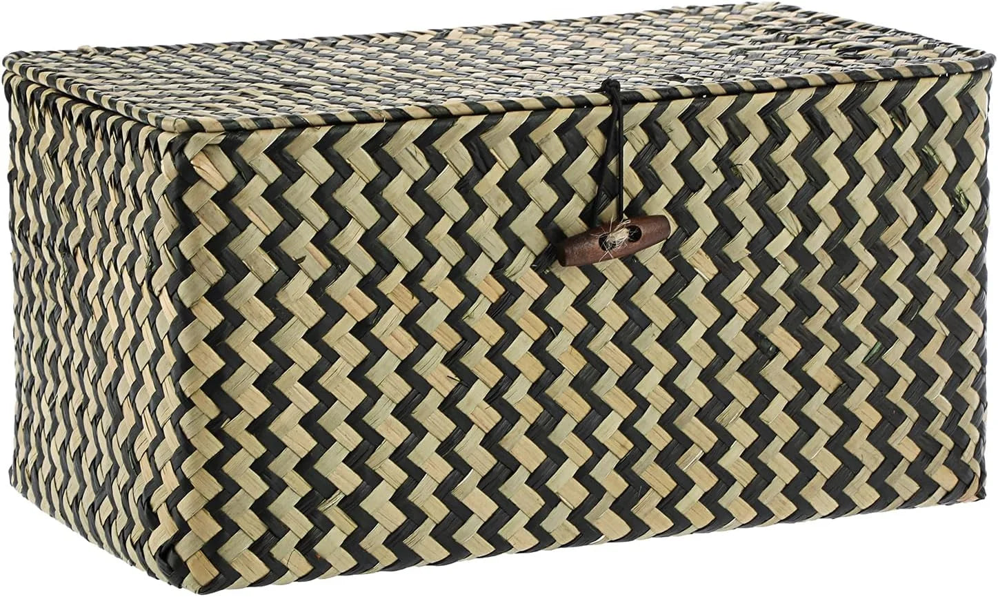 Special Shelf Baskets Bin with Lid Large Handwoven Basket Box, Coffee, Natural Seagrass Storage Baskets - Image 12