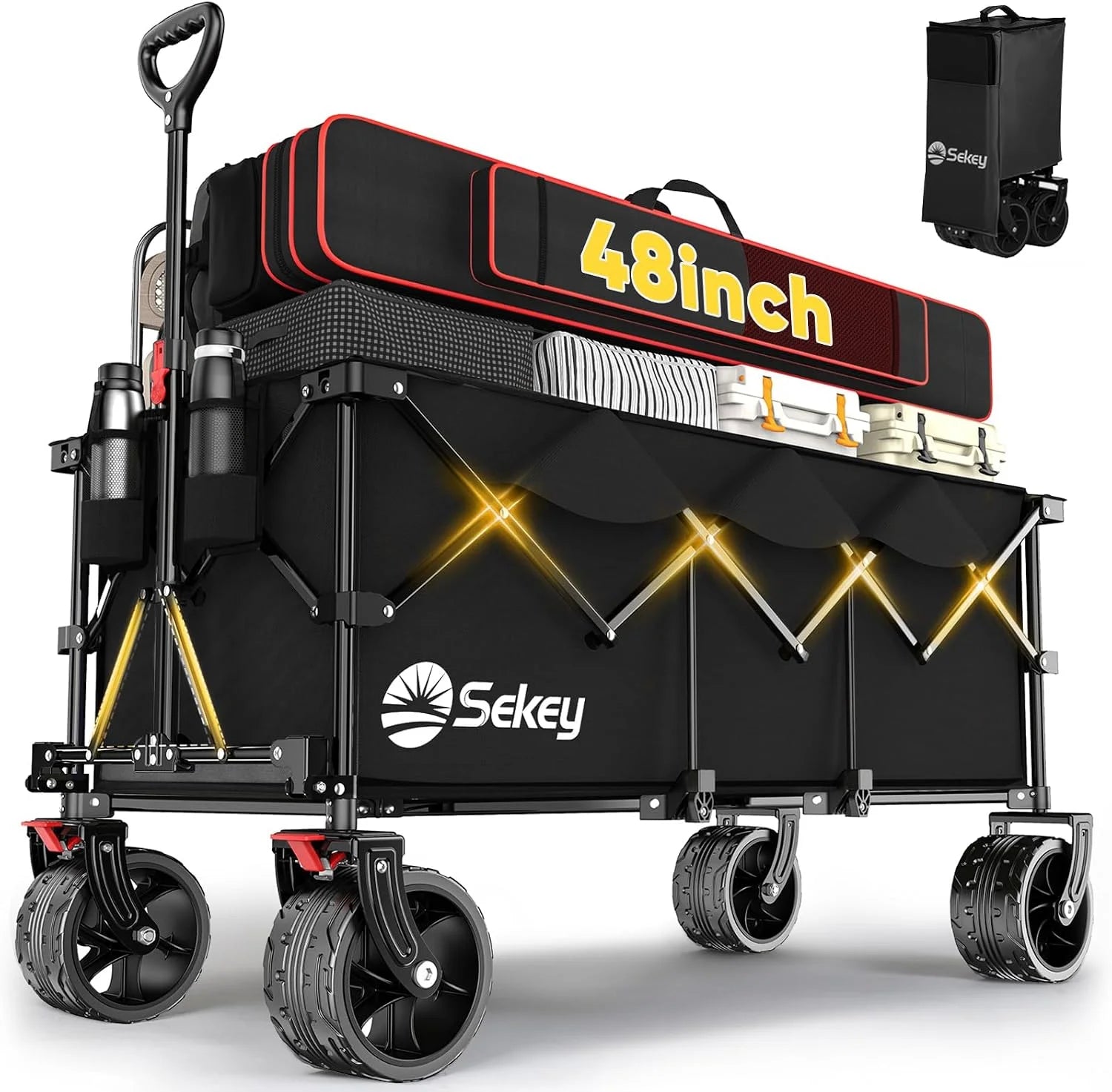 Special Sekey 48鈥滾 Collapsible Foldable Extended Wagon with 660lbs Weight Capacity - Image 2