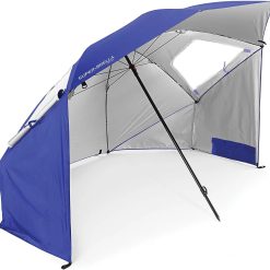 Special Super-Brella UPF 50+ Sun and Rain Canopy Umbrella, 8 Foot Portable Beach Shelter with Side Panels