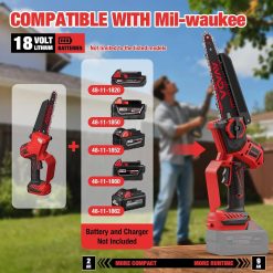 Special 2-IN-1 Cordless 8-Inch Pole Saw & Chainsaw for Milwaukee M18 Battery – 1200W Brushless Motor, Total Reach of Max 15.9 FT
