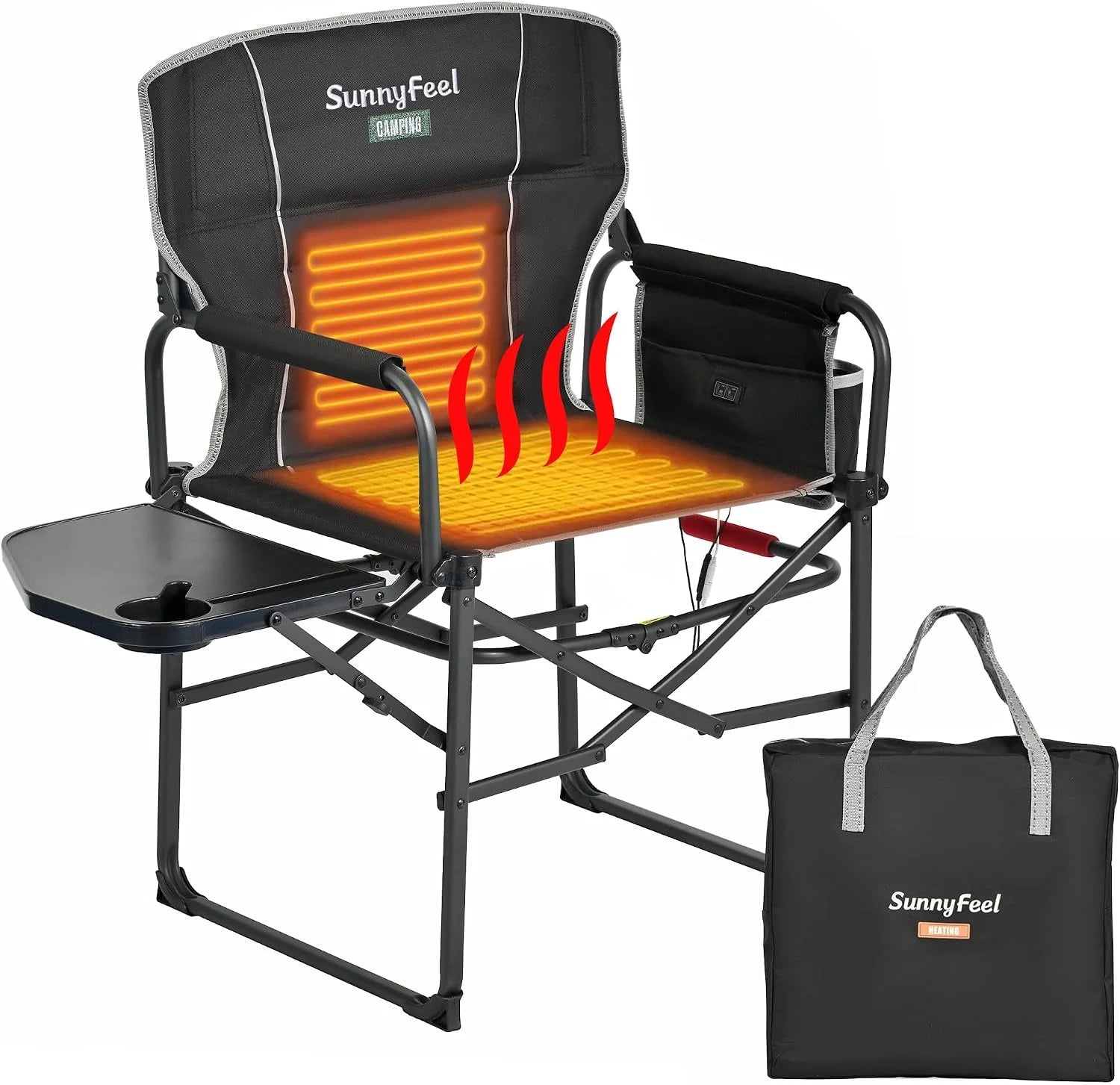 Special SUNNYFEEL Camping Directors Chair, Heavy Duty, Oversized Portable Folding Chair with Side Table - Image 4