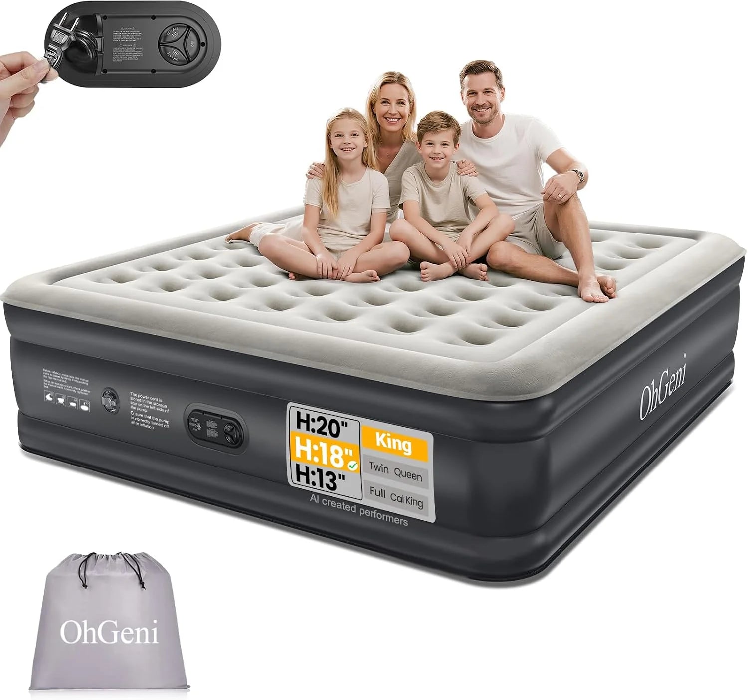 Special Air Mattress Queen with Built in Pump, 18 Raised Inflatable Blow Up Mattress, Upgraded Surface Portable Bed - Image 7