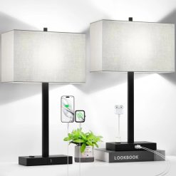 Alternative view of Special Touch Bedside lamps with 2 USB & AC Outlets, Dimmable, Bulb Included