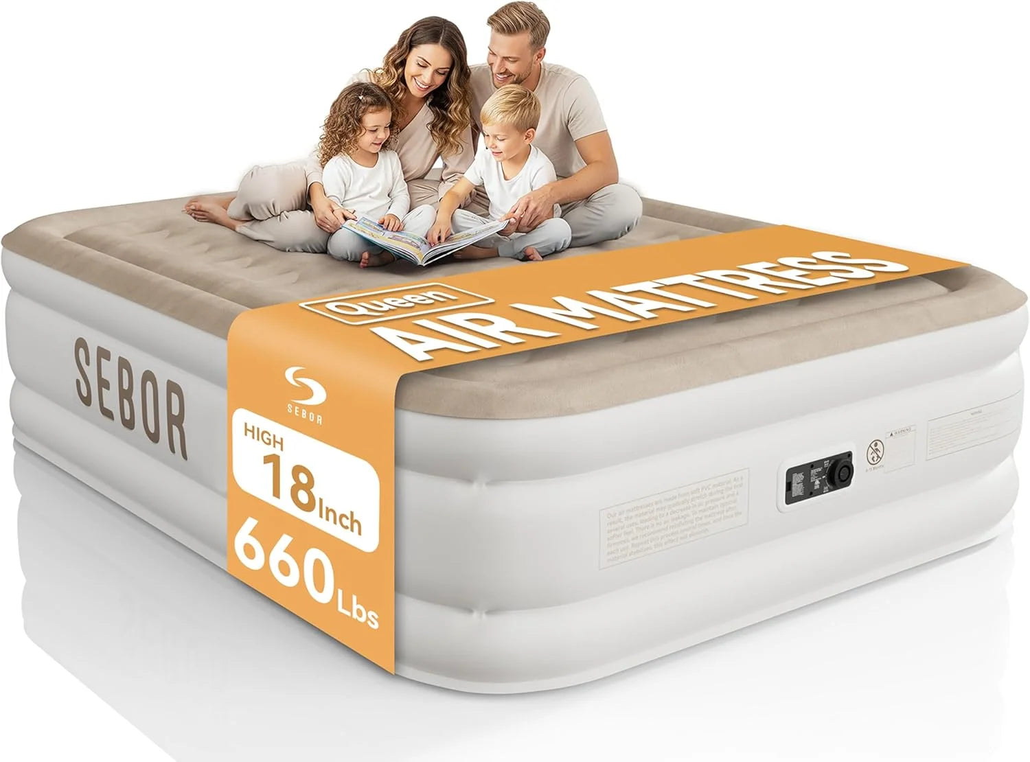 Special Sebor Air Mattress with Built-in Pump, Comfortable Self-Inflating Air Mattress with High-Speed Pump, 18 Twin XL)