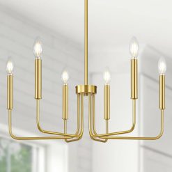Alternative view of Special Yunnix 6 Light Champagne Bronze Chandelier, Farmhouse Chandelier for Dining Room Light Fixture Hanging