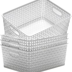 Special Plastic Storage Baskets for Organizing,11X8.5X4.7,Pack of 4 (Grey)