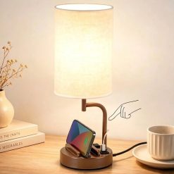Special Dreamholder Touch Control USB Table Lamp with USB C/A & AC Outlet, Dimmable, Bulb Included