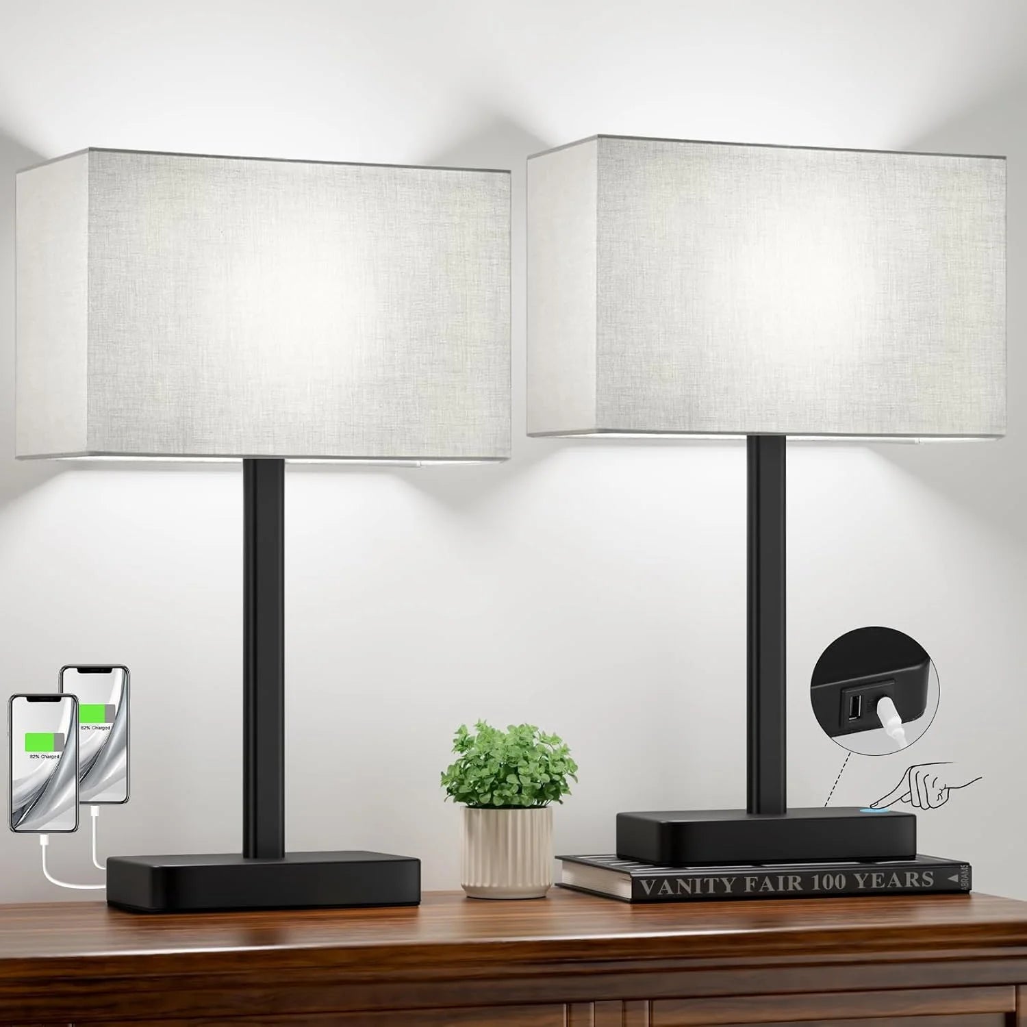 Special Hong-in Touch Lamps, Dimmable, Grey Modern Table Lamp for Night Stands - Image 6