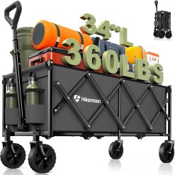 Special 34” Extra Long Folding Portable Wagon Cart, 120L 360LBS Black