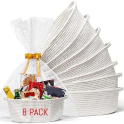 Special Small Woven Basket with Gift Bags and Ribbons, All 12x 8x 5, Empty Decorative Gift Chest Box, Cute Baby