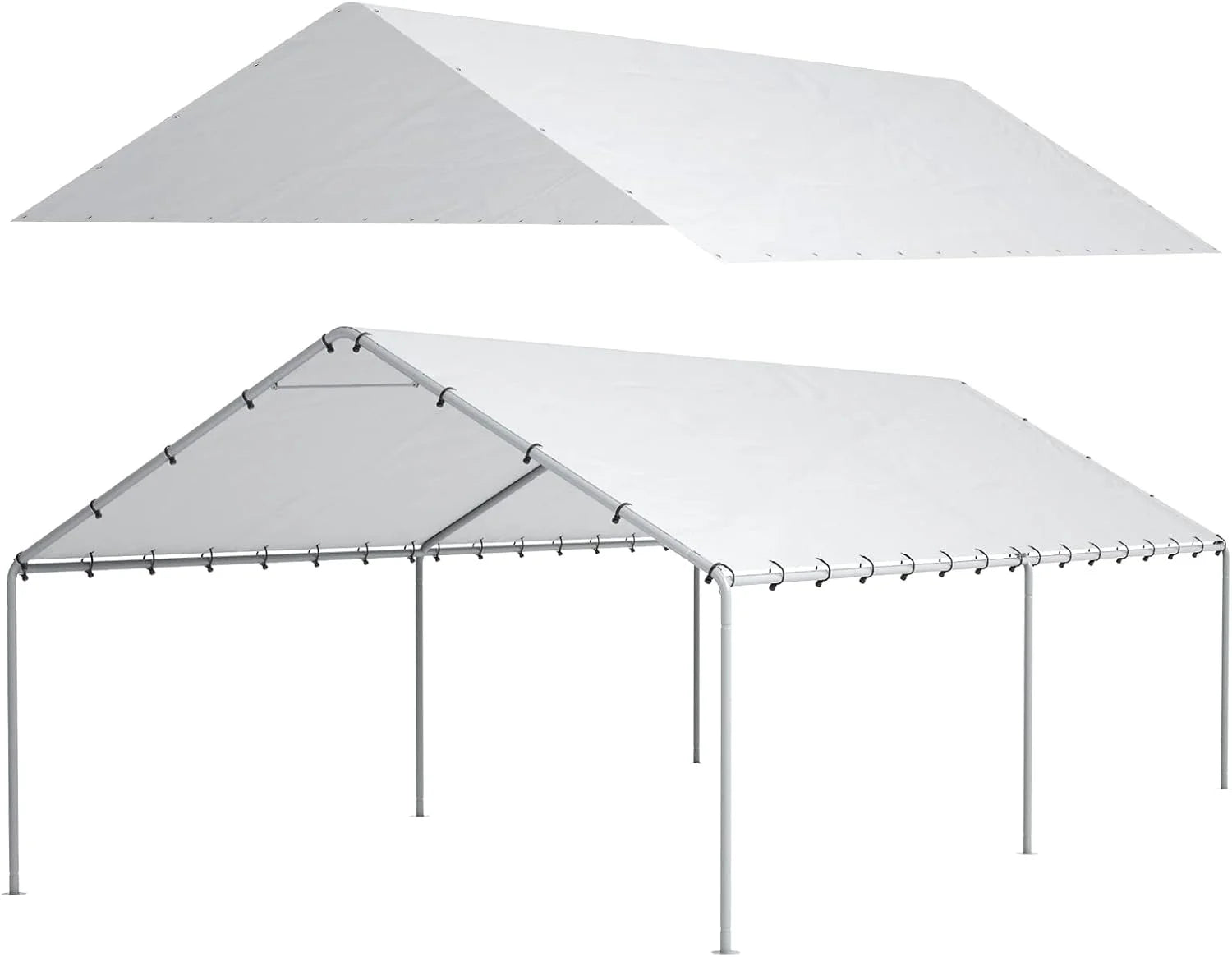 Special Ft Carport Replacement Canopy Cover Garage Top Tent Shelter Tarp with Free 48 Ball Bungee Cords - Image 3
