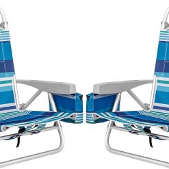 Alternative view of Special Aluminum Extra Wide 5-Position Lay Flat Folding Backpack Beach Chairs for Adults, with Cooler Bag