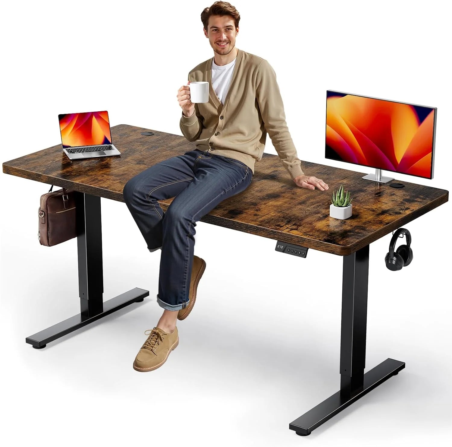 Special Electric Standing Desk Adjustable, 60x28 Inch Sit Stand Desk with 1 Inch Thick Tabletop - Image 3