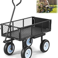 Alternative view of Special VEVOR 500 LBS Steel Garden Cart with Work Seat, Heavy Duty Garden Wagon Cart on Wheels