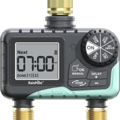 Special 2 Zone Sprinkler Timer with Brass Inlet and Outlet, Water Timer for Garden Hose with Rain Delay/Manual