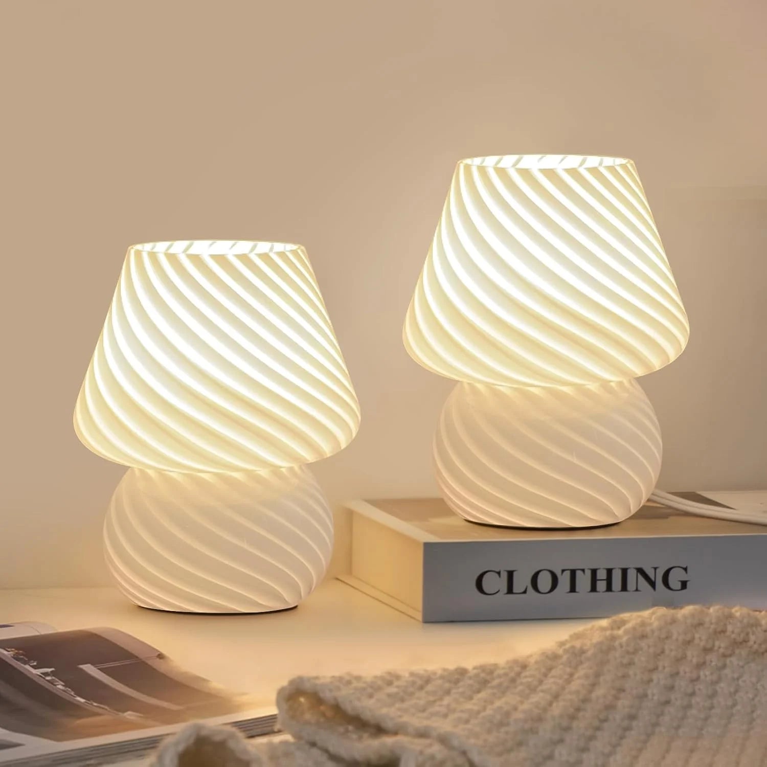Special ONEWISH Mushroom Lamp Small Vintage Table Lamp for Bedroom Nightstand, Dimmable - Image 7