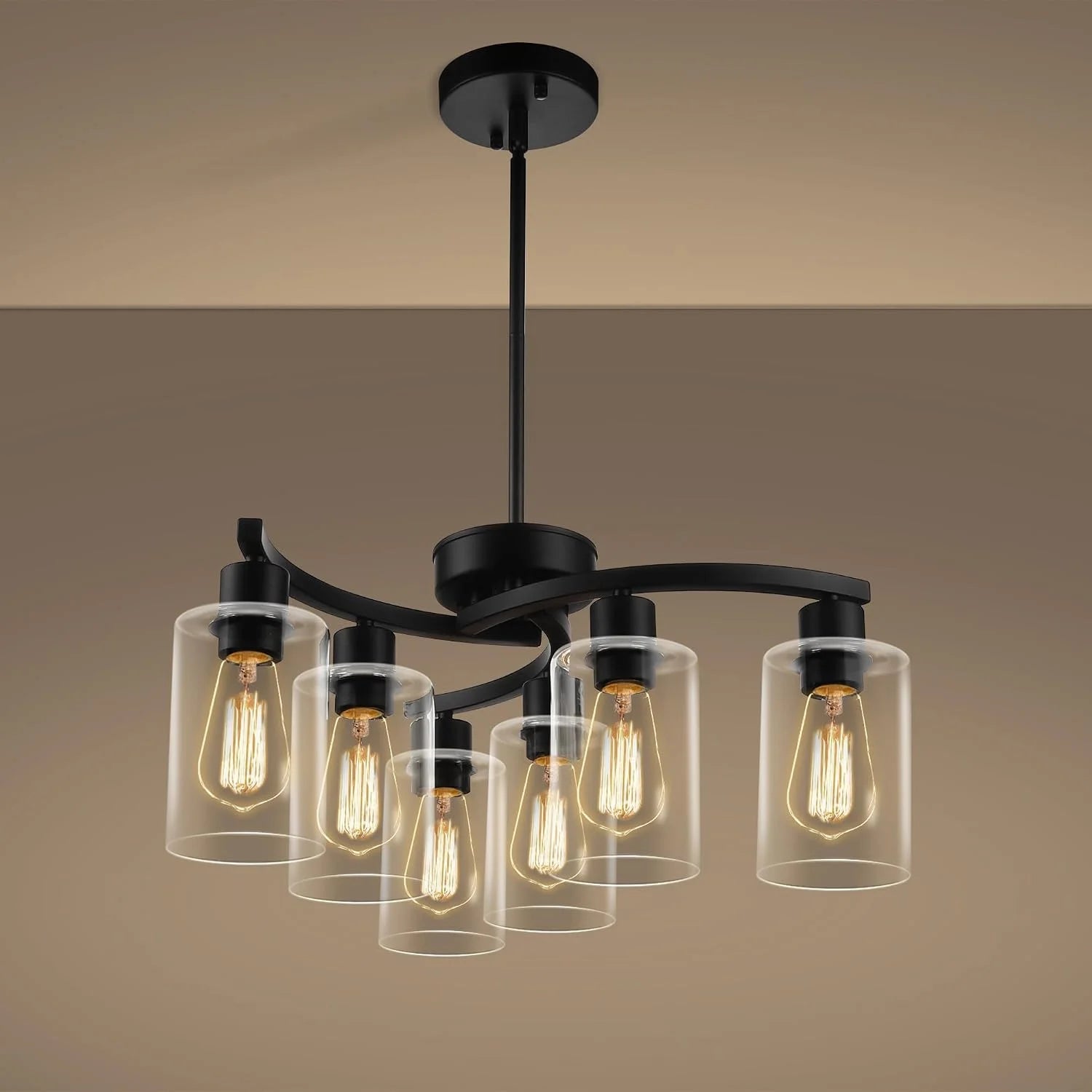 Special 6-Light Modern Farmhouse Black Chandelier, Adjustable Height Hanging Industrial Pendant Lights Kitchen Island - Image 4