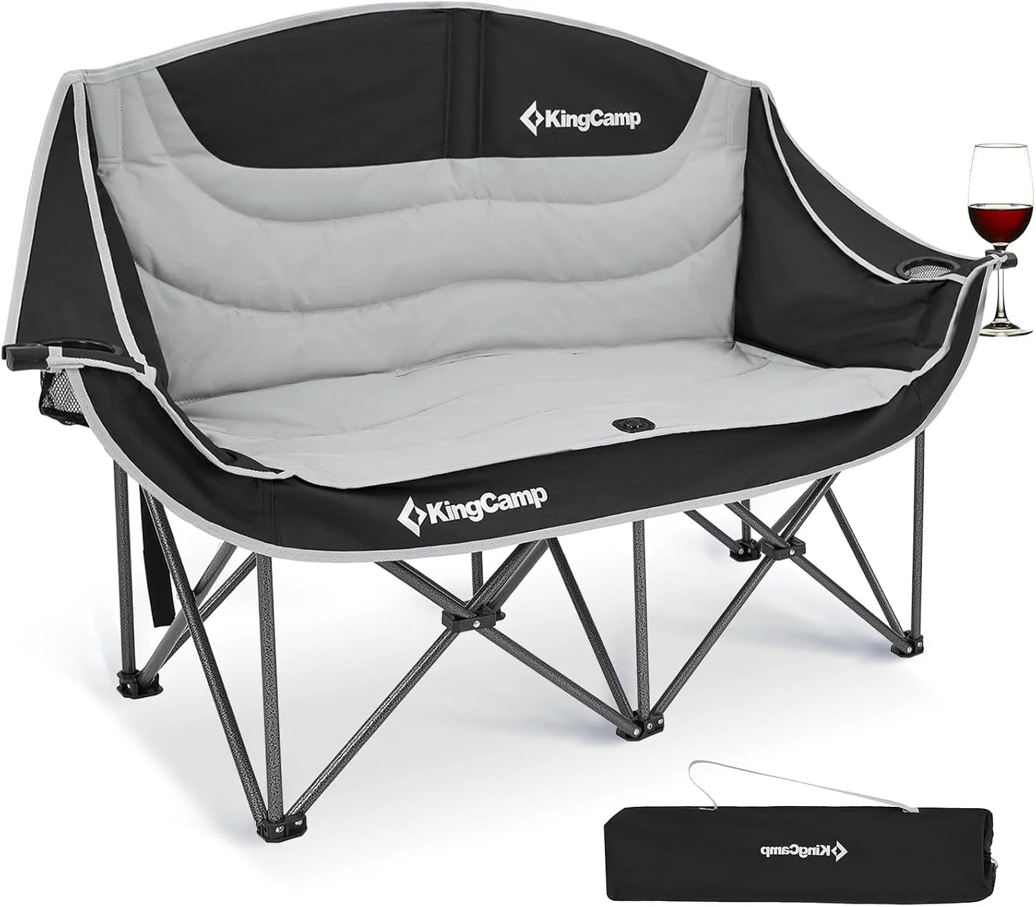 Special Double Camping Chair, Oversized Heavy Duty 660lbs Loveseat for Adults Portable Folding XL 2 Person Couch Padded