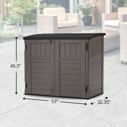 Special 34 Cu Ft Horizontal Storage Shed, Resin, Lockable, Stoney Black