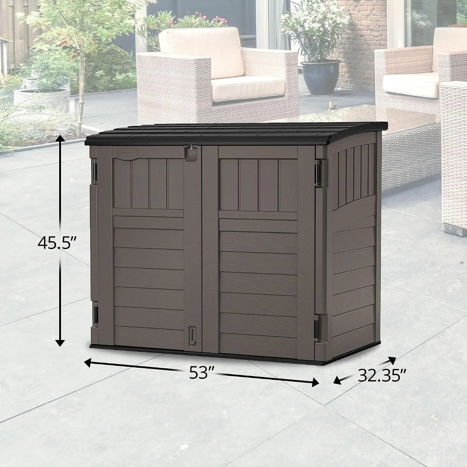 Special 34 Cu Ft Horizontal Storage Shed, Resin, Lockable, Stoney Black