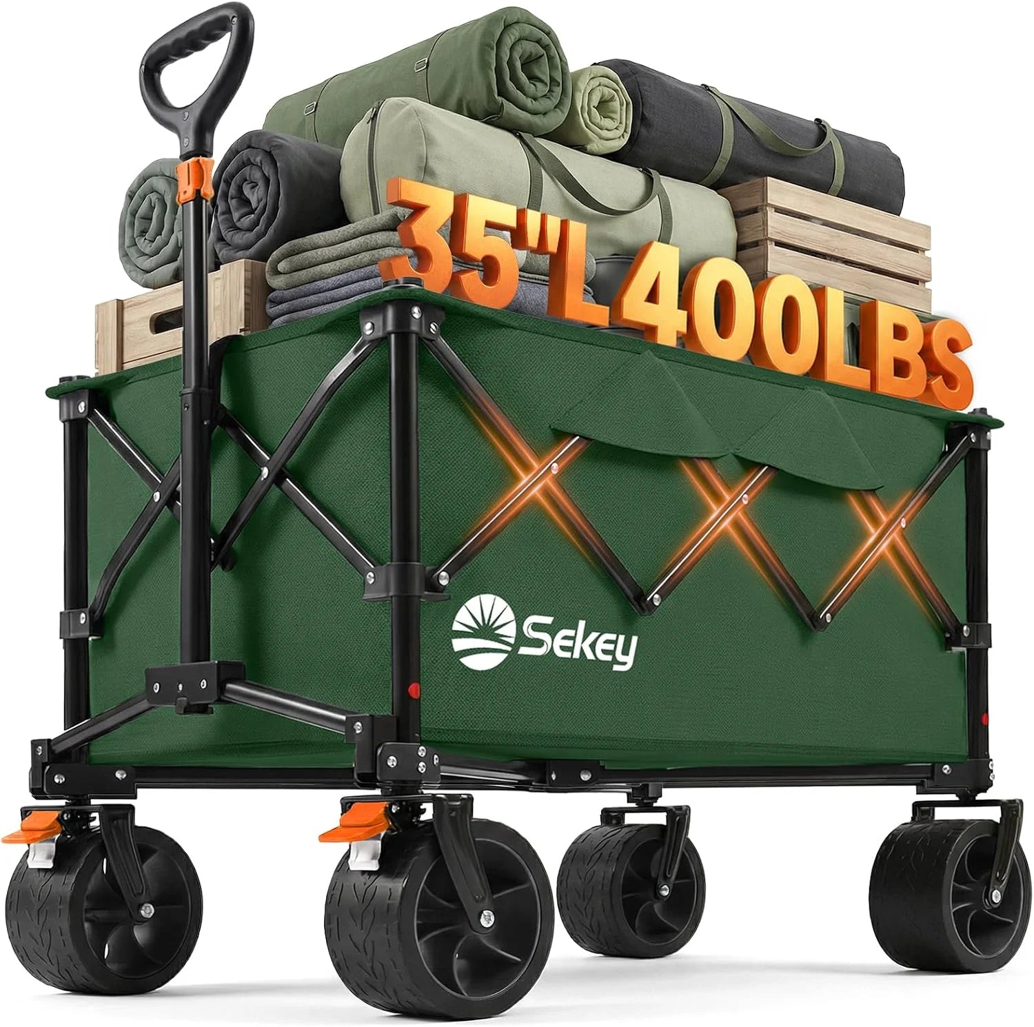 Special 250L Wagons Carts Foldable with Big All-Terrian Beach Wheels, Collapsible Heavy Duty Wagon, Extra Large Folding Wagon