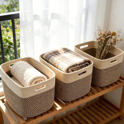Special Woven Baskets, Storage Baskets for Shelves with Handles, 13.5×11×9.5 Closet Baskets, Nursery Organizer
