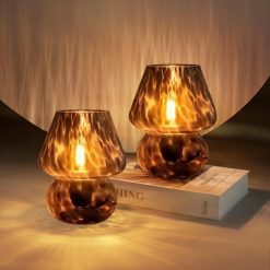 Special ONEWISH Mushroom Lamp Small Vintage Table Lamp for Bedroom Nightstand, Dimmable