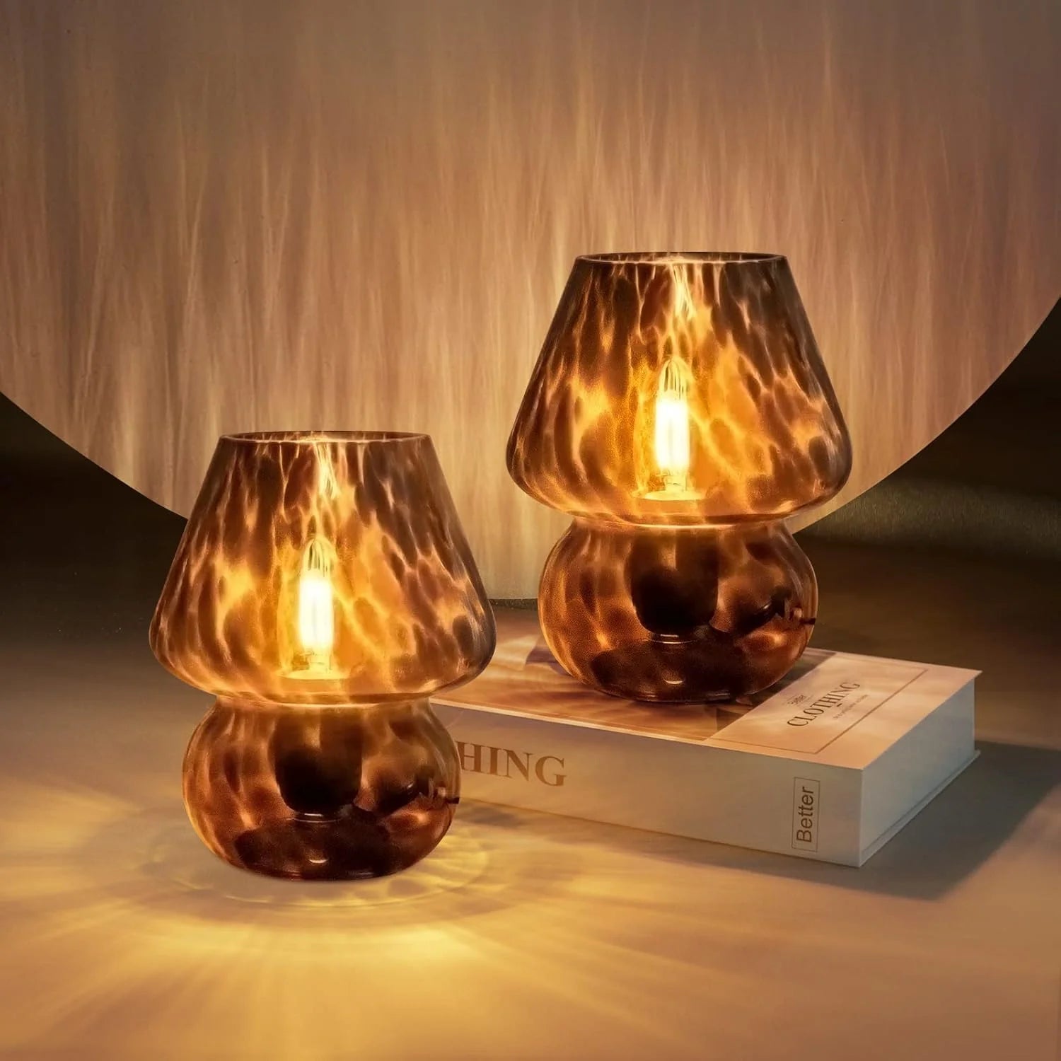 Special ONEWISH Mushroom Lamp Small Vintage Table Lamp for Bedroom Nightstand, Dimmable
