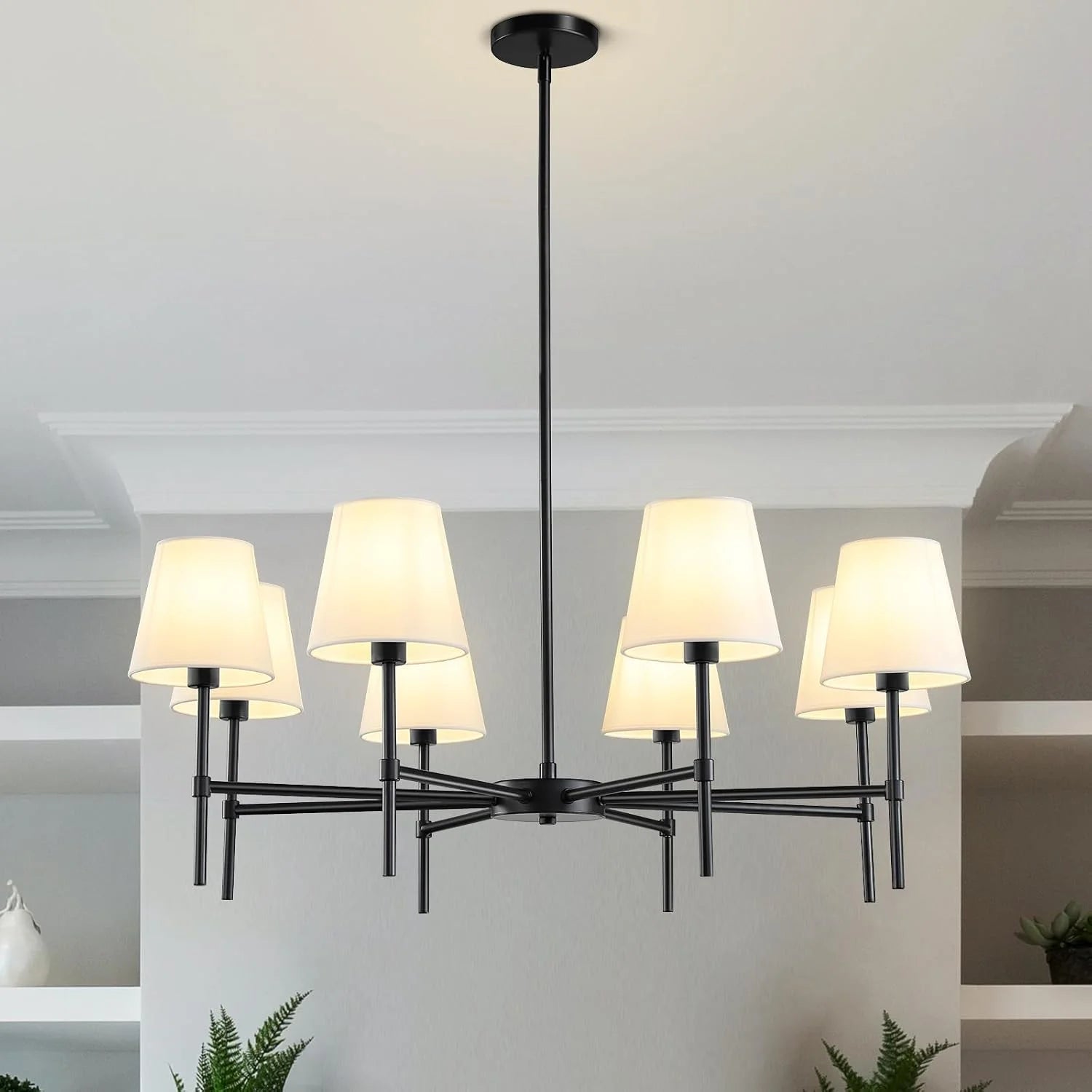 Special Dining Room Chandeliers Light, 5-Light Gold Modern Chandeliers Light Fixtures with White Fabric Shade - Image 6
