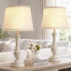 Special Luvkczc Table Lamp Set of 2, 19 Farmhouse Vintage Bedside Lamps for Living Room & Bedroom