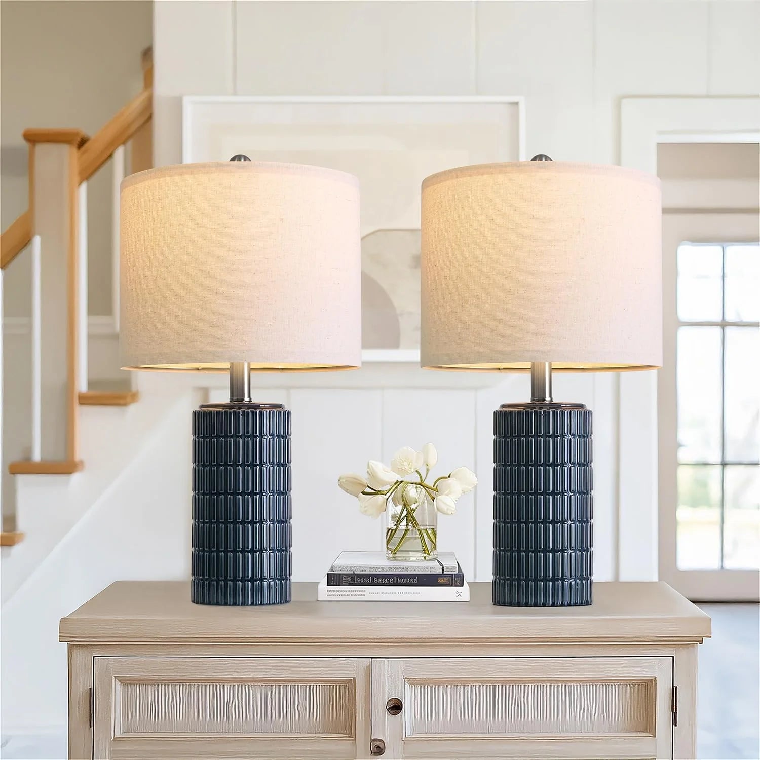 Special PoKat 20.75" Small Modern Ceramic Table Lamps Set of 2 - Image 3