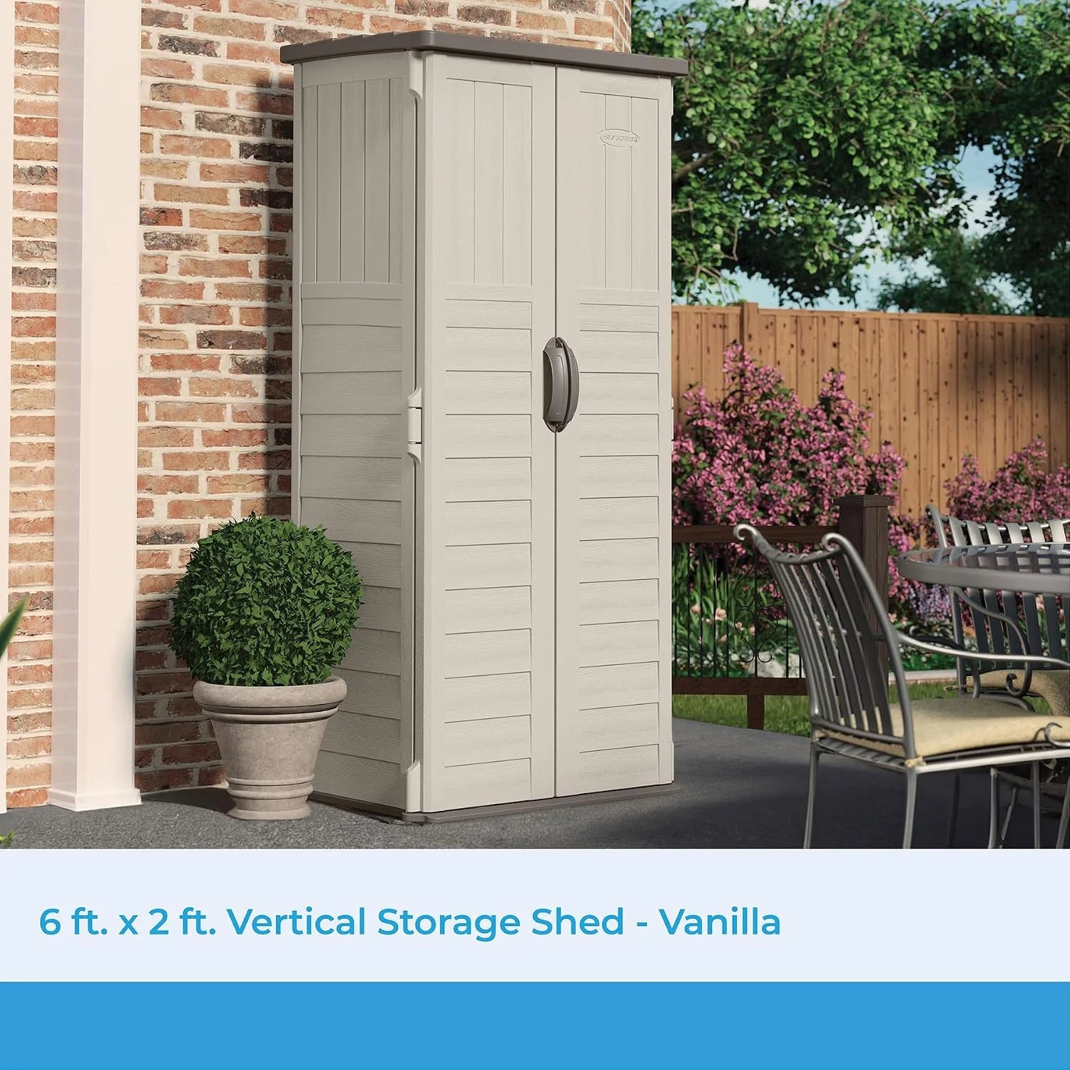 Special Vertical Outdoor Storage Shed with All-Weather Construction, Vanilla