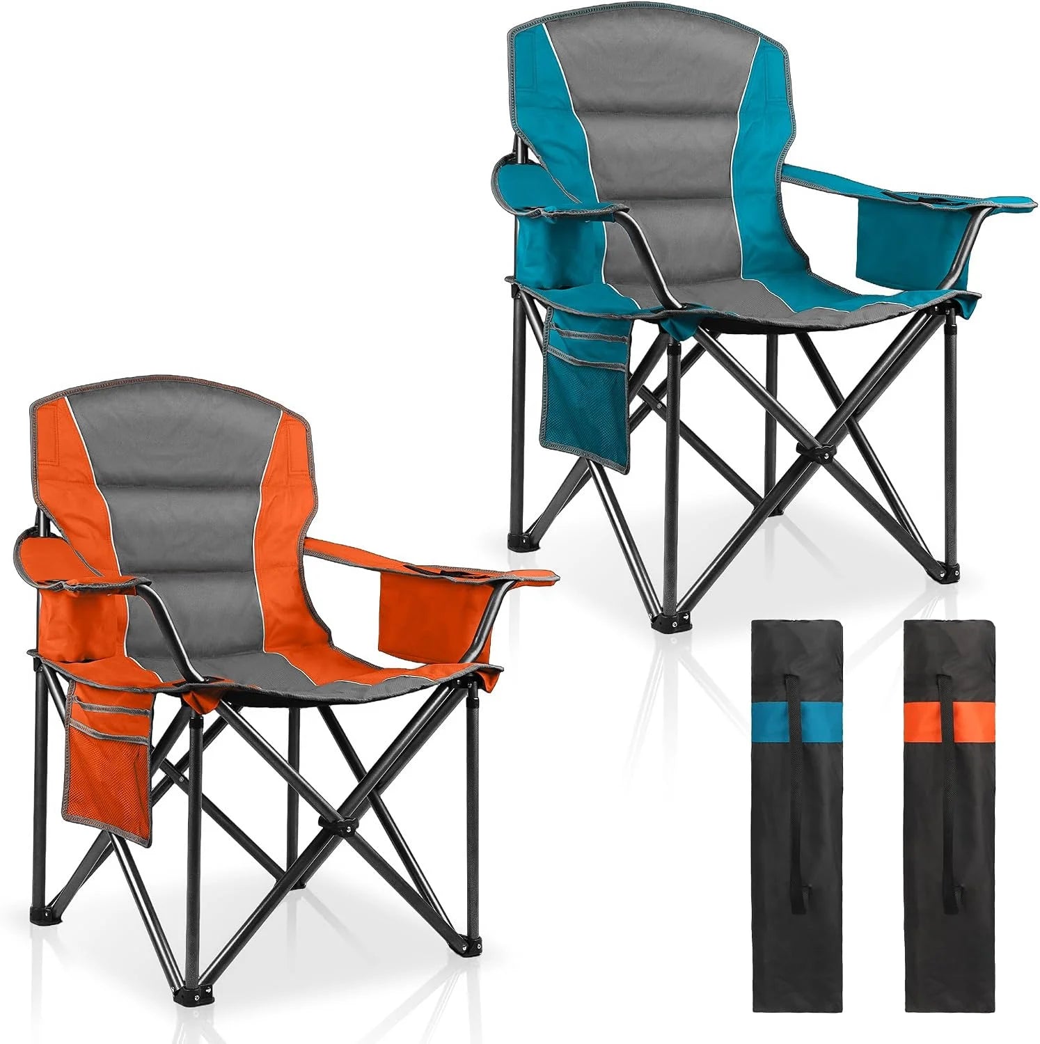 Special 2 Pack Padded Oversized Camping Chairs for Adults, Heavy Duty Support 400 Lbs, Folding Portable Lawn Chair - Image 11