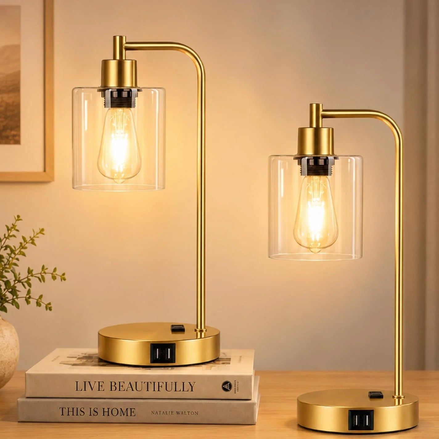 Special Set of 2 Industrial Touch Control Table Lamps with USB C+A Ports and AC Outlet, Dimmable, Bulb Included - Image 7