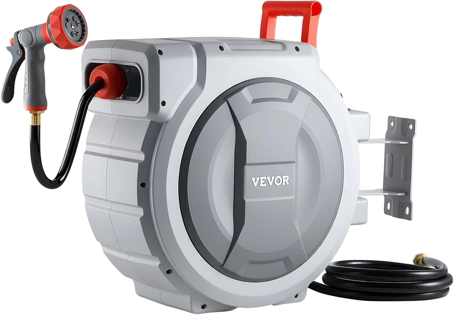 Special VEVOR Retractable Garden Hose Reel, 1/2 in x 50 ft, Wall Mounted Hose Reel with 9-Function Sprayer Nozzle and 180° - Image 4
