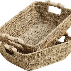 Special StorageWorks Wicker Baskets for Organizing, Water Hyacinth Storage Baskets, Wicker Storage Baskets for Shelves