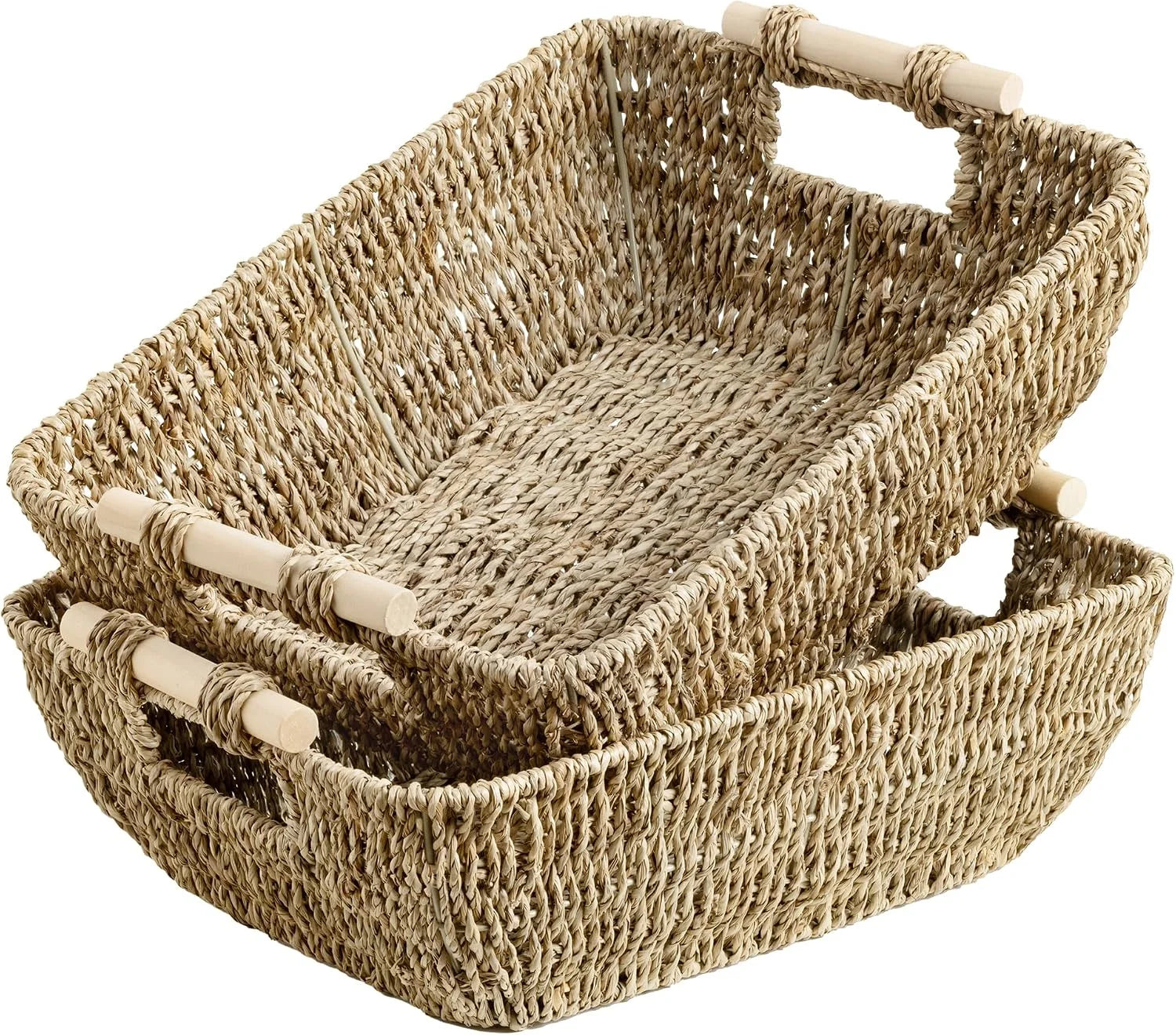 Special StorageWorks Wicker Baskets for Organizing, Water Hyacinth Storage Baskets, Wicker Storage Baskets for Shelves