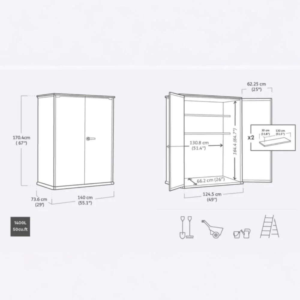 Special Premier Tall 4.6x5.6 ft Resin Outdoor Storage Shed, Backyard Garden Shed with Shelving Brackets for Tools - Image 3