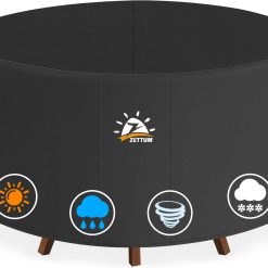 Special Zettum Round Patio Table Cover 48 Inch " 600D Outdoor Furniture Cover Round Waterproof