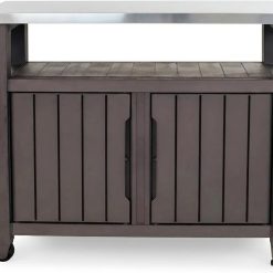 Alternative view of Special Keter Unity XL Outdoor Entertainment Cart with Wood鈥慙ook Finish, 78鈥慓allon Patio Storage Cabinet, Food Prep Station