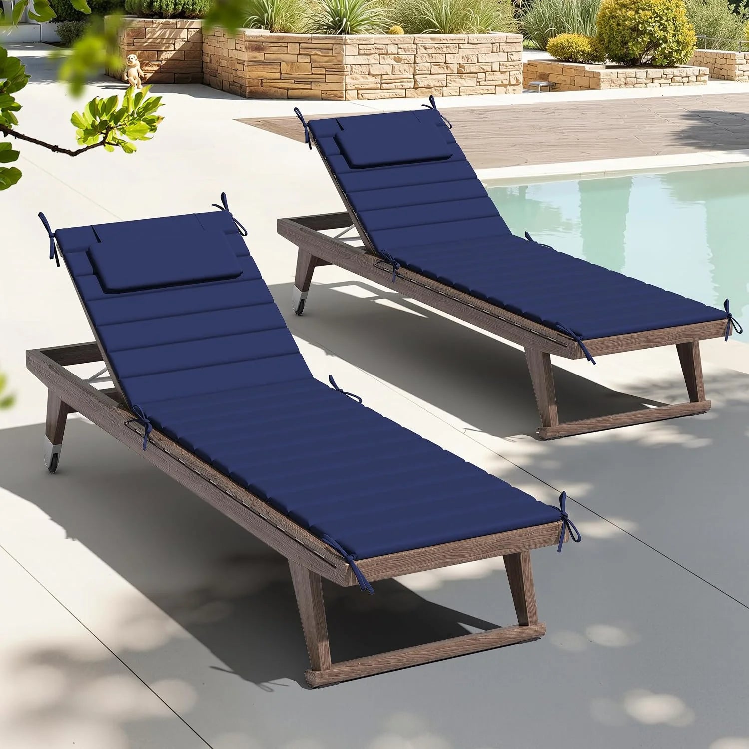 Special Crestlive Products Chaise Lounge Cushion Outdoor Set of 2, Foldable Water Resistant Pool Lounge Chair Cushions - Image 5