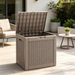 Special Fancyango 50 Gallon Waterproof Deck Box, Resin Outdoor Storage Box, Black