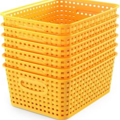 Special Organizer Baskets, Grey 6-Pack Plastic Woven Baskets, 10.1 x 7.55 x 4.1